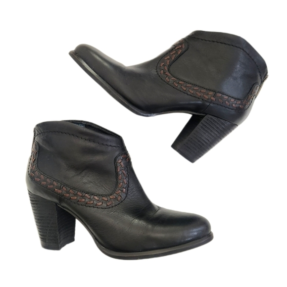 UGG Western Wool Lined Ankle,Charlotte Black Leather Zip Comfort Boots Womens 8 - Picture 2 of 10